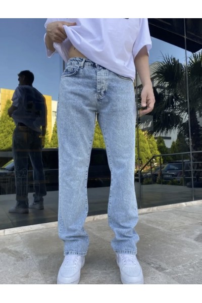 Erkek Buz Mavi Baggy Pantolon
